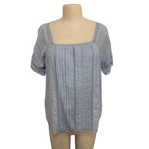 Lucky Brand Womens Blue Square Neck Top M